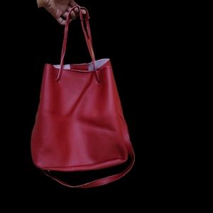 Red Tote Bucket Bag Purse